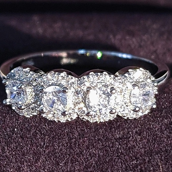 Sterling silver diamond eternity band ring - Picture 4 of 7